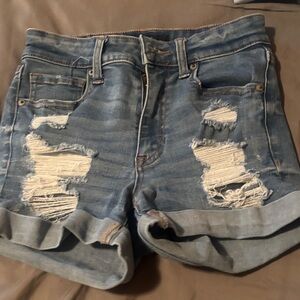 Aeropostale Light Blue Distressed Jean Shorts
